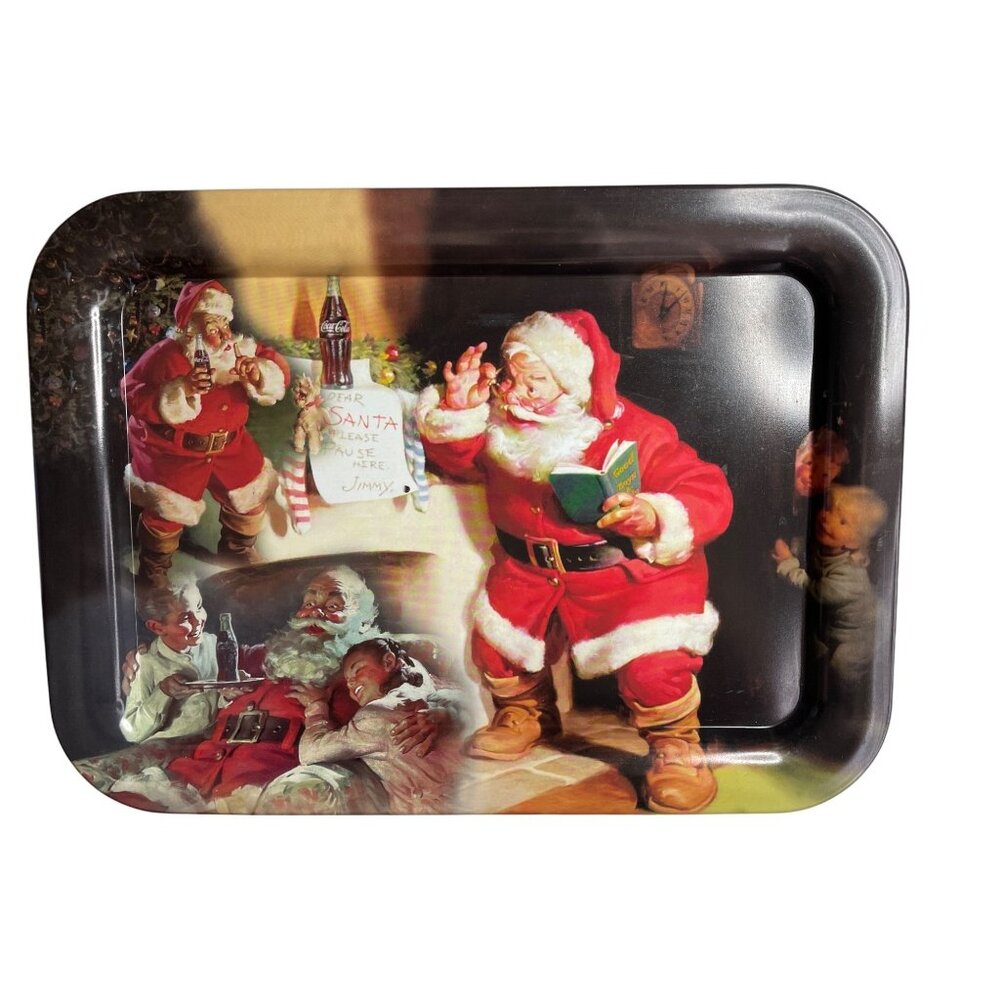 Coca-Cola Santa Metal Serving Tray Featuring Haddon Sundblom Artwork Vintage-Ins